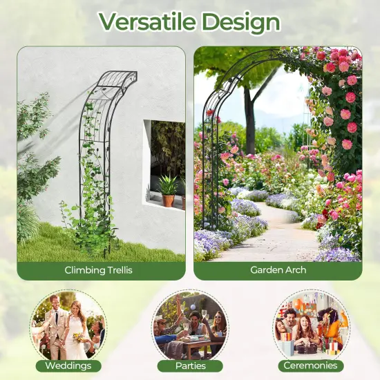 Garden Arch Arbor Trellis For Climbing Plants Roses Vines-Black {6}