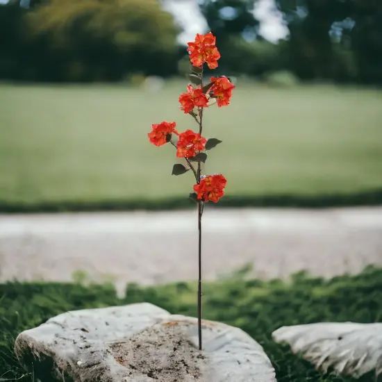 Orange Bougainvillea Spray with Silk Flowers & Foliage, Floral Home by Artificial Flowers {2}