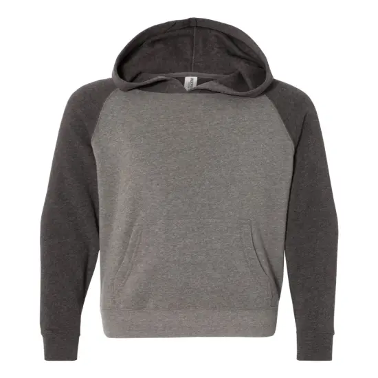 Independent Trading Co&reg; Youth Lightweight Special Blend Raglan Hooded Sweatshirt Nickel/ carbon {1}