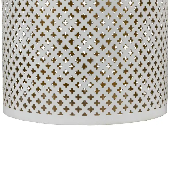 Northlight Laser-Cut Iron Candle Holders with Handles - 10" - White and Gold - Set of 3 {6}