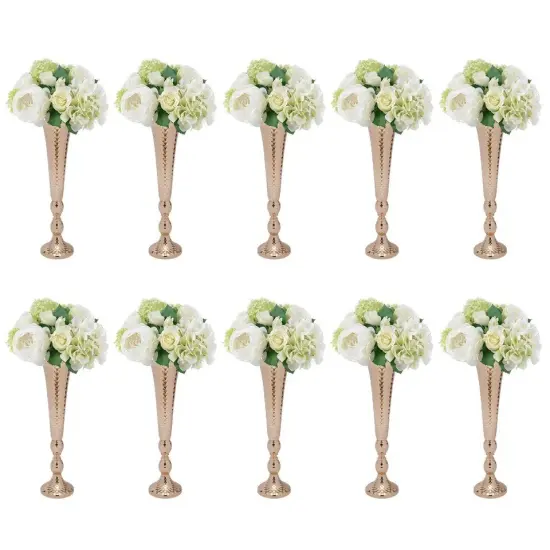 10Pcs Gold Flower Vases Wedding Table Centerpieces 20.5" {2}