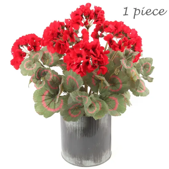 12-Pack: Red Geranium Bush - 7 Silk Flowers & Lush Leaves, Indoor/Outdoor Decor, DIY Crafts, Home & Event Arrangements - Spring & Summer Blooms, Floral Home by Artificial Flowers {2}