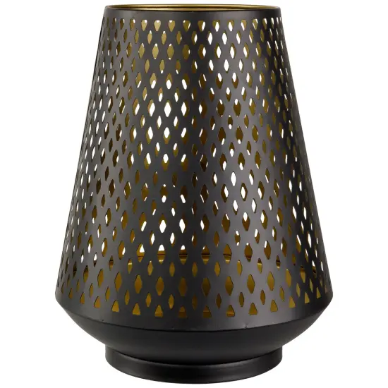 Northlight Large Laser-Cut Votive Candle Holder - 11" - Black and Gold Finish {1}