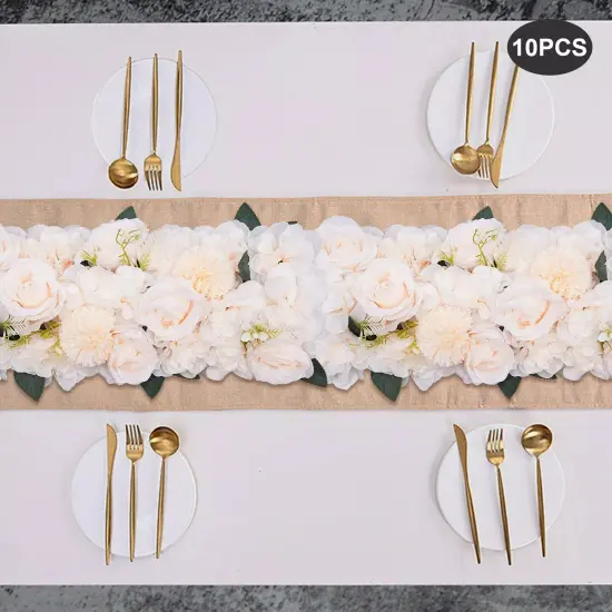10 Pcs Dining Table Flower Centerpiece Champagne Silk Rose for Wedding 52*28cm {1}