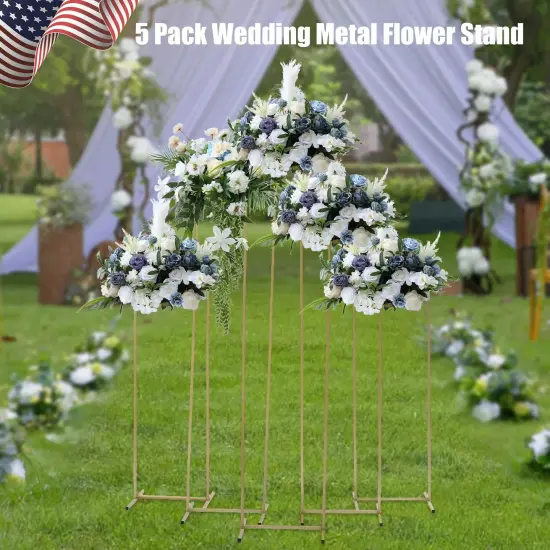 5" Gold Metal Vase Column Stand Multi-height Design Backdrop Stand Wedding Decor {1}