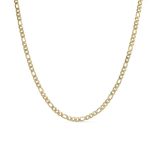 Stainless Steel 18K Gold PVD Coated Figaro Chain Necklace {3}