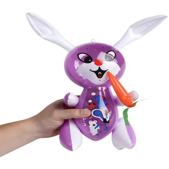 Large 17" Purple Inflatable Easter Bunny Rabbit With Carrot Toy Decoration {1}