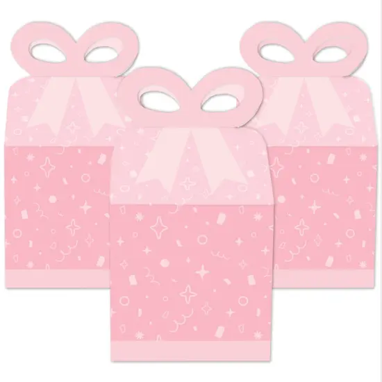 Big Dot of Happiness Pink Confetti Stars - Square Favor Gift Boxes - Simple Party Bow Boxes - Set of 12 {3}