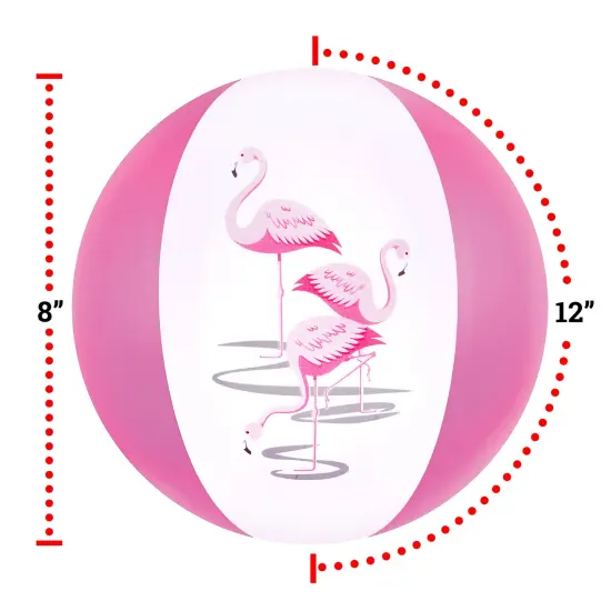 12" Pink Flamingo Party Pack Inflatable Beach Balls - Beach Pool Pink / Flamingo Themed Party Toys (12 Pack) {6}