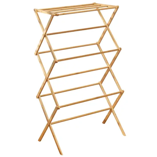 mDesign Bamboo Clothes Drying Rack, Foldable Wooden Laundry Drying Rack {5}