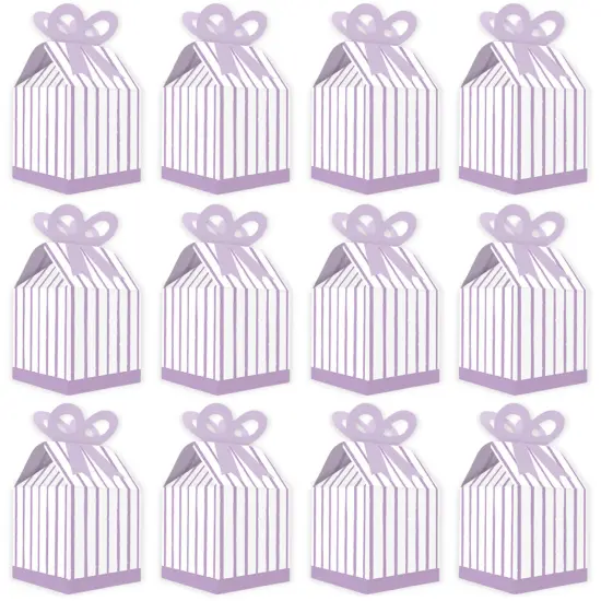 Big Dot of Happiness Purple Stripes - Square Favor Gift Boxes - Simple Party Bow Boxes - Set of 12 {6}