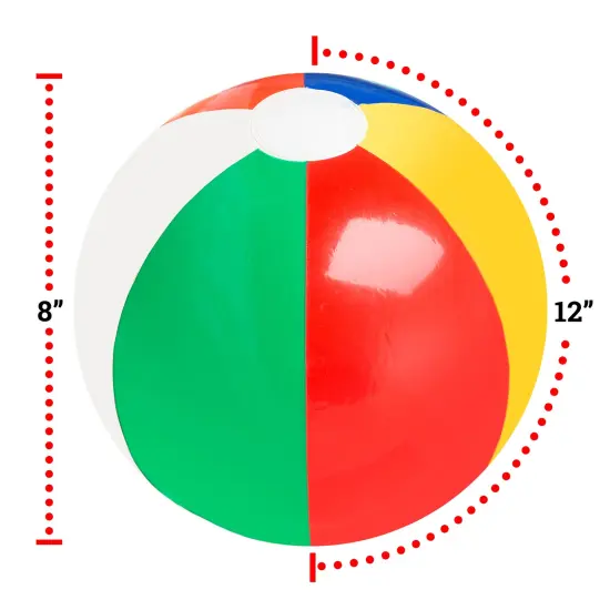 12" Rainbow Colored Party Pack Inflatable Beach Balls - Beach Pool Party Toys (12 Pack) {5}