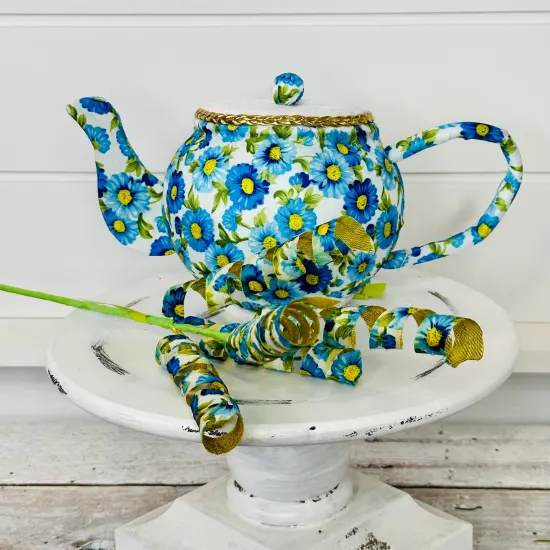 H6xW10 Blue Foam Tea Pot Ornament/Wreath Attachment: A Charming and Versatile Accent for Your Wreaths-63202BL {6}