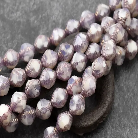 *15* 8x10mm Bronze Washed Alabaster Opal Faceted Bicone Beads {2}