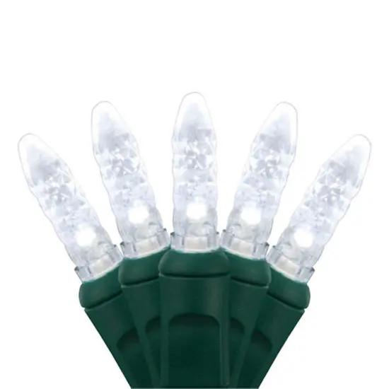 70 Cool White M5 LED Lights, Green Wire, 4" Spacing {1}