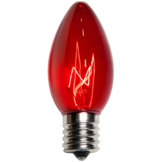 25 Bulbs - C9 Triple Dipped Transparent Red, 7 Watt lamp {1}