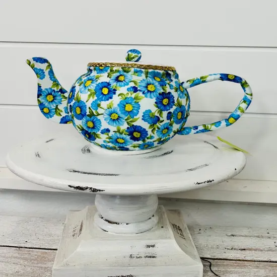 H6xW10 Blue Foam Tea Pot Ornament/Wreath Attachment: A Charming and Versatile Accent for Your Wreaths-63202BL {3}