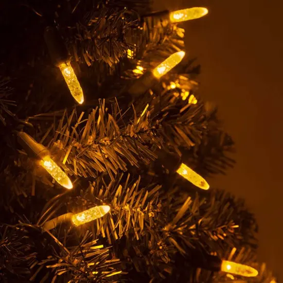 70 Gold M5 LED Lights, Green Wire, 4" Spacing {6}