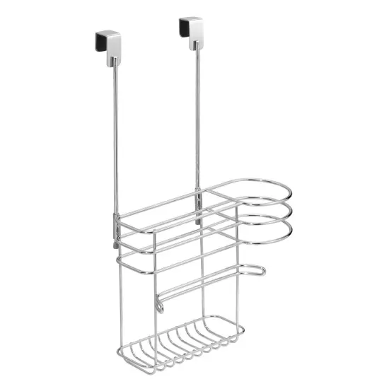 mDesign Metal Bathroom Over Cabinet 2 Section Hair Care Storage Basket {5}