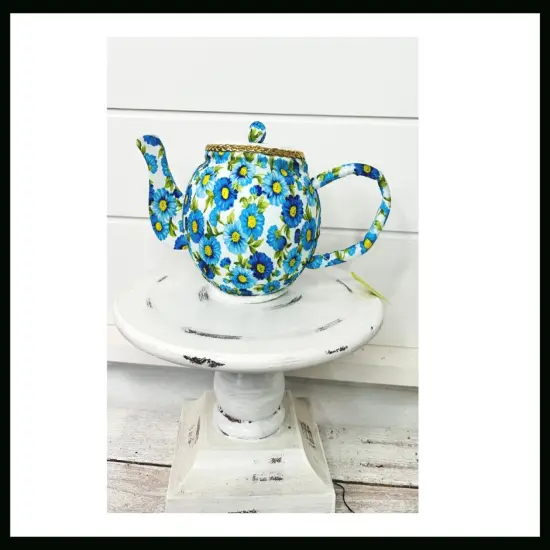 H6xW10 Blue Foam Tea Pot Ornament/Wreath Attachment: A Charming and Versatile Accent for Your Wreaths-63202BL {2}