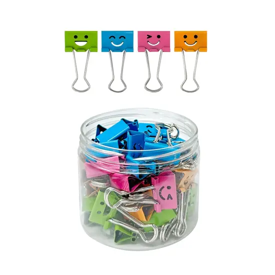 Wrapables Smiling Face Binder Clips for Office, Paper Clamps, Paper Clips Small {1}