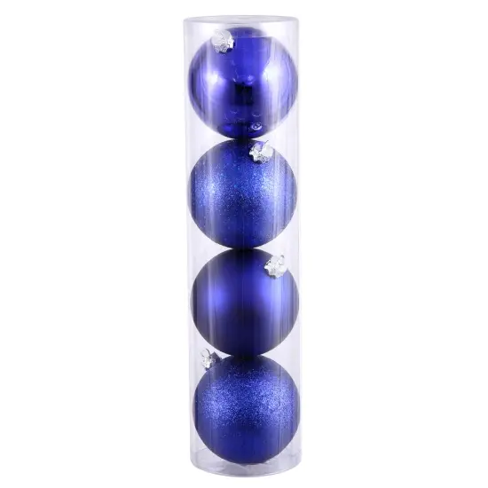 Vickerman 2.4 in. Cobalt Blue Ball 4-Finish Asst Christmas Ornament {1}