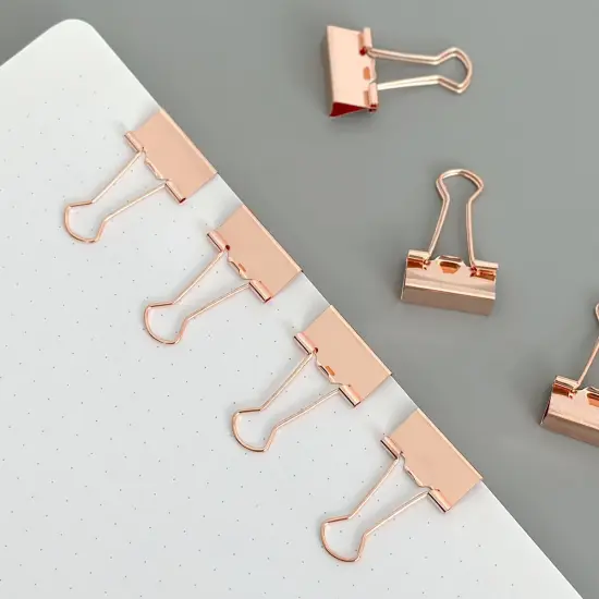 Wrapables Rose Gold Binder Clips for Office, Paper Clamps, Paper Clips Medium {4}
