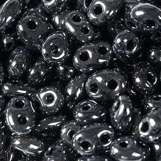 John Bead Twin 2-Hole Opaque Beads, 100g Gunmetal {1}
