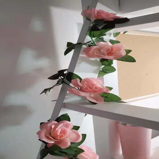 Artificial Pink Rose Garland Silk Rose Vines Hanging Fake Flower Garlands for Wedding Party Table Garden Arch Wall Home Room Decor {5}