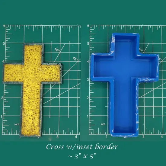 Cross with inset border silicone freshie mold {1}