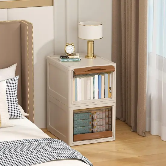 16.5L Stackable Storage Bin Plastic Drawer with Lid Closet Organizer Two Ways Opening Storage Box White {4}