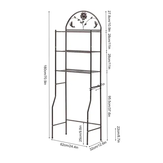 Kitcheniva 3-Tier Metal Bathroom Toilet Storage Rack Organizer Bronze {4}