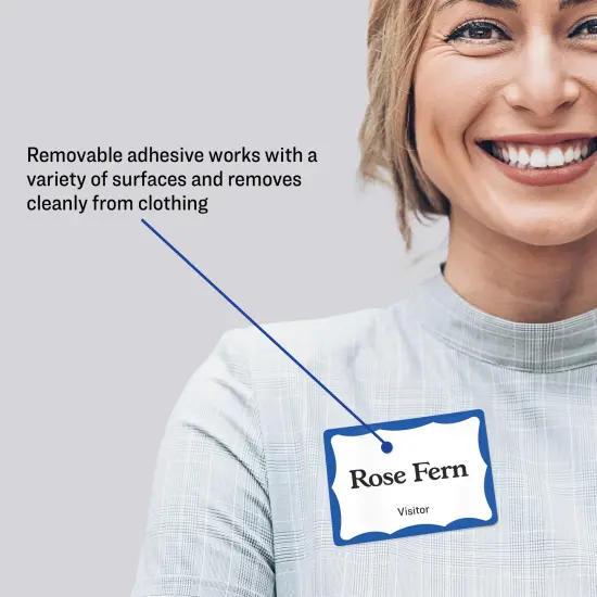 Avery Customizable Name Tags, 2-1/3" x 3-3/8", White with Blue Border, 6 Packs of 100, 600 Removable Name Badges Total (44144) {2}