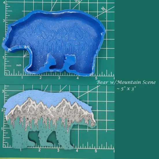 Bear with Mountain Scene Silicone Freshie Mold {1}