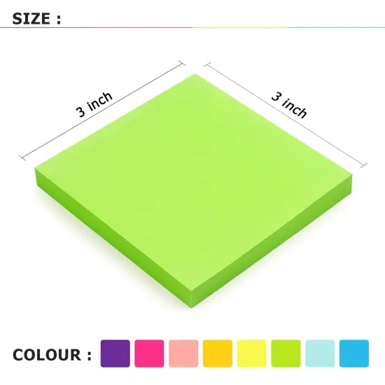 8 Pads Sticky Notes 3x3 Self-Stick Notes 8 Bright Multi Colors Purple Sticky Notes, 90 Sheet/Pad {6}