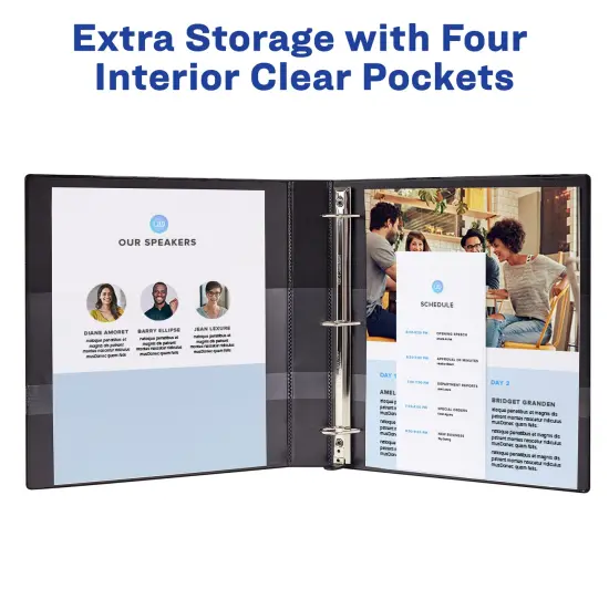 Avery Durable Clear View 3 Ring Binders, 1 Inch EZD Rings, 4-Pack of Black Binders (29960) {4}