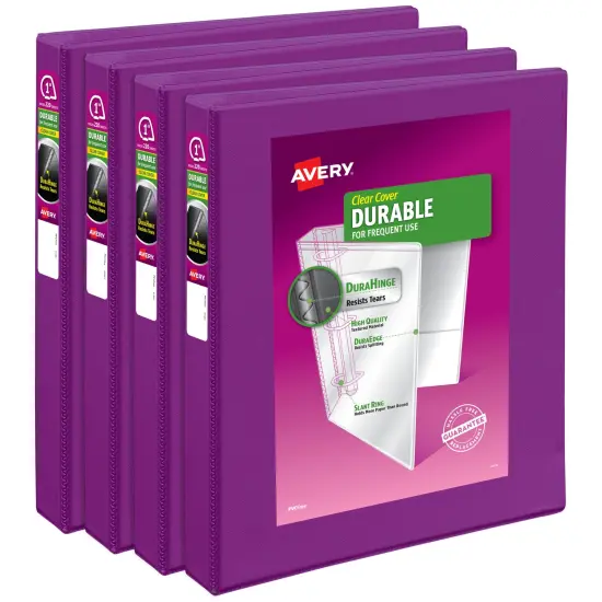 Avery Durable View 3 Ring Binders, 1 Inch Slant Rings, 4 Purple Binders (46014) {1}