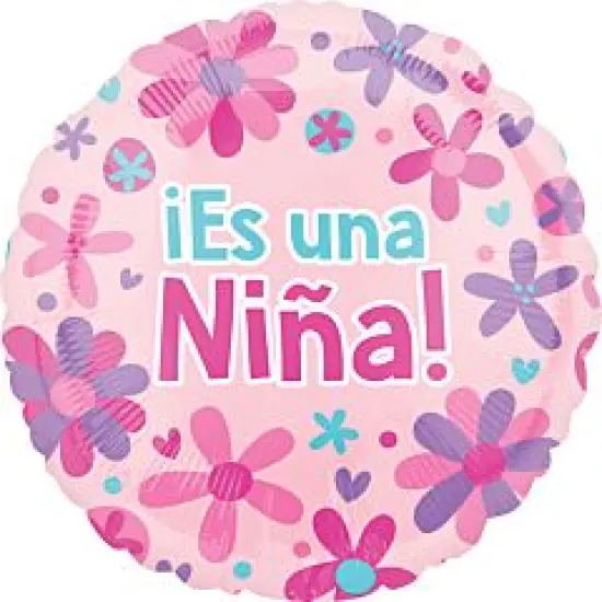18" Es Una Nina Flowers Balloon {1}