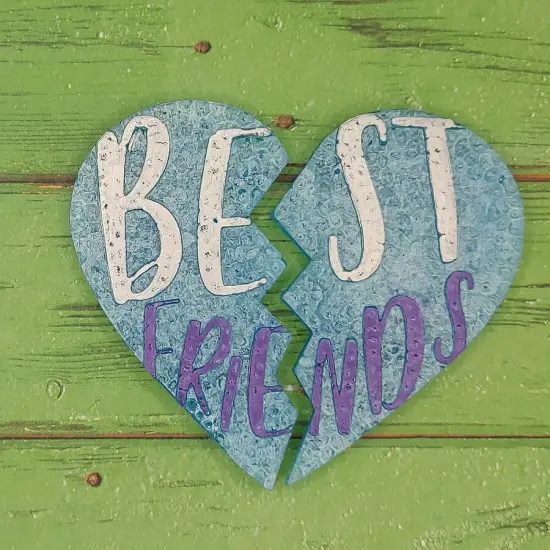 Best Friends Heart - 2 piece mold - Silicone Freshie Mold {4}
