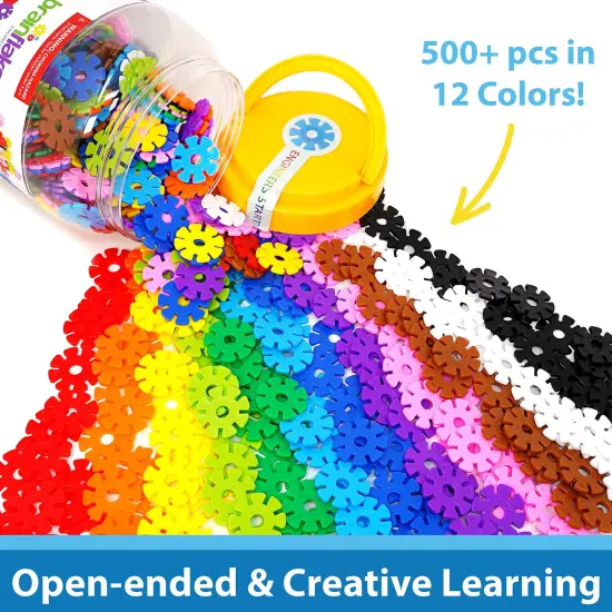 500 Piece Set, Ages 3+, Interlocking Plastic Disc Toy for Creative Building, Educational STEM Learning, Construction Block Play for Kids, Teens, Adults, Boys, and Girls {1}