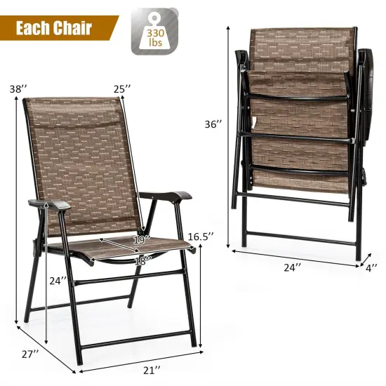 2 Pieces Outdoor Patio Folding Chair with Armrest for Camping Garden {5}