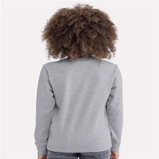 Next Level&reg; Youth Cotton Long Sleeve T-Shirt Heather grey {5}