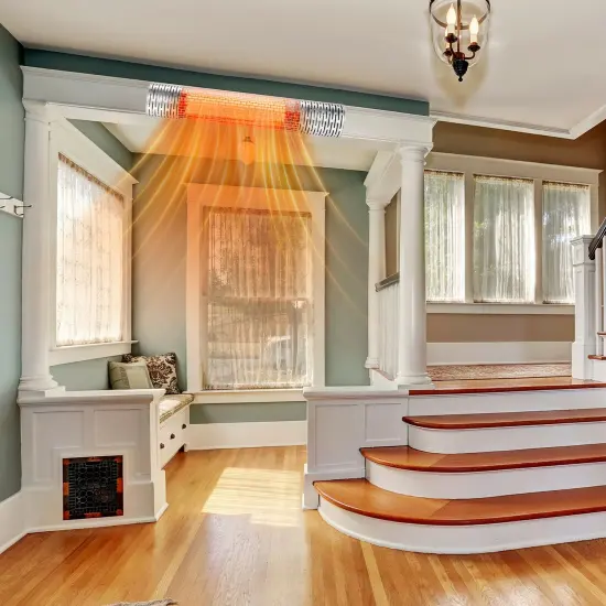 1500W Indoorand Outdoor Electric Heater with 2 Power Settings -Silver {2}