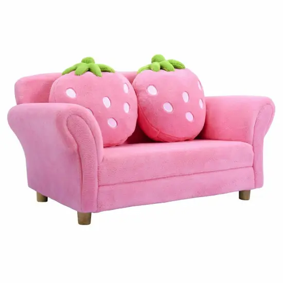 Pink Kids Strawberry Armrest Chair Sofa {1}