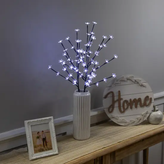 Northlight Pre-Lit Cherry Blossom Artificial Tree Branches- 2.5' - LED Pure White - Set of 3 Black {1}