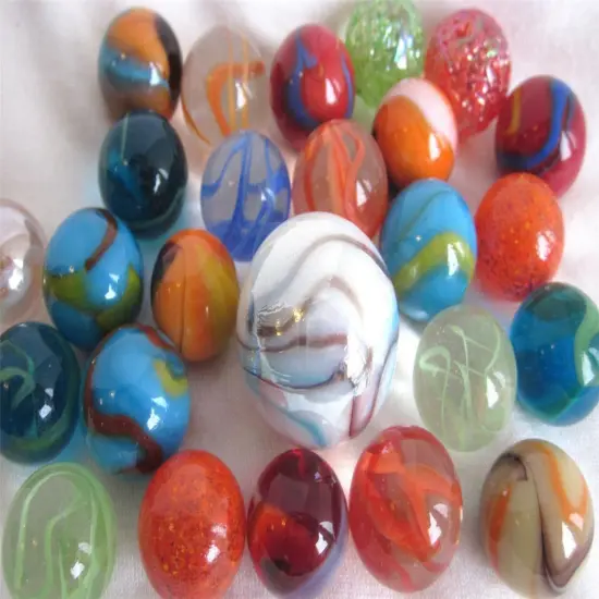 25 RANDOM MIXED ASSORTMENT Game Marbles shooter glass swirl lot {1}