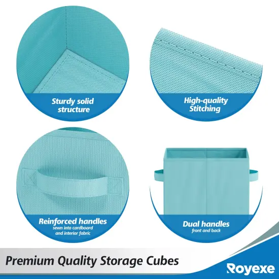 Fabric Storage Cubes for Cube Organizer - 8 Pack Heavy Duty Blue Storage Bins - 11 Inch Cube Storage Bin, Use As A Clothes Storage Box In Closet, Baskets For Shelves or Cubbies Storage Organizer {4}