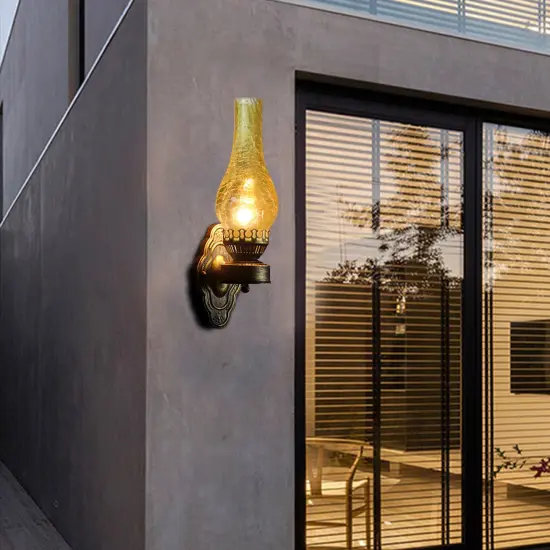 Kitcheniva Retro Wall Lamp Sconce Glass and Iron Light Fixture {3}