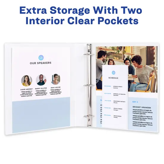 Avery Mini Economy View 3 Ring Binders, 1" Round Rings, Holds 5.5" x 8.5" Paper, White, 4 Pack (17702) {4}