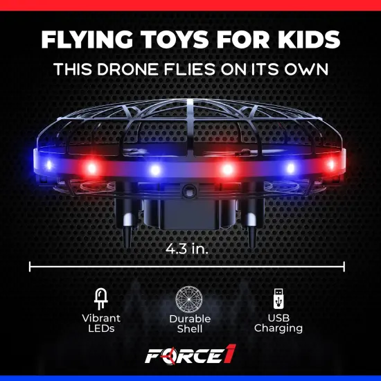 Force1 Scoot LED Hand Operated Drone for Kids or Adults - Red/Blue {6}